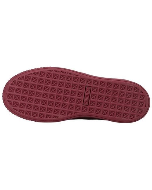 PUMA Red (Wmns) Platform Velvet Low-Top Sneakers