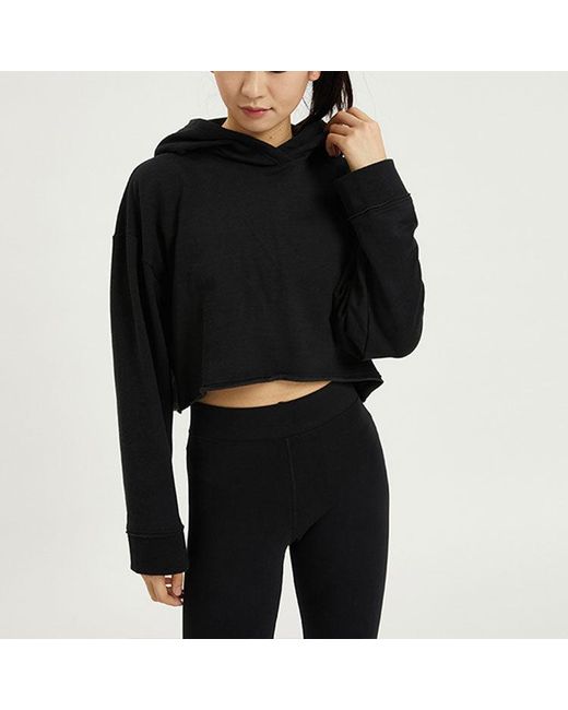 Nike Black (Wmns) Yoga Luxe Solid Color Short Long Sleeves Hoodie