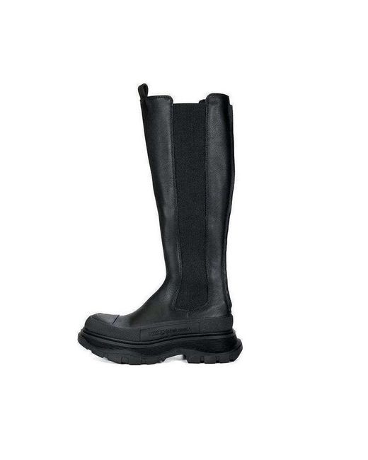 McQueen Black (Wmns) Tread Leather Over-The-Knee Boots