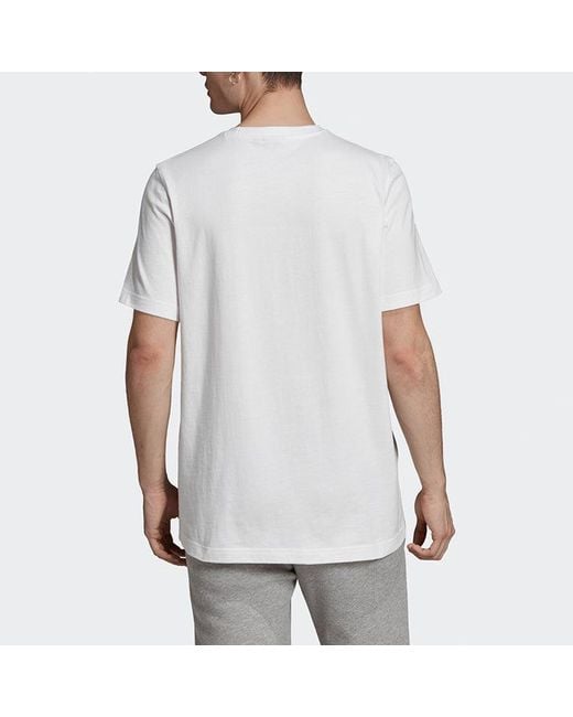 Adidas White Originals Trefoil Alphabet Logo Printing Round Neck Short Sleeve for men