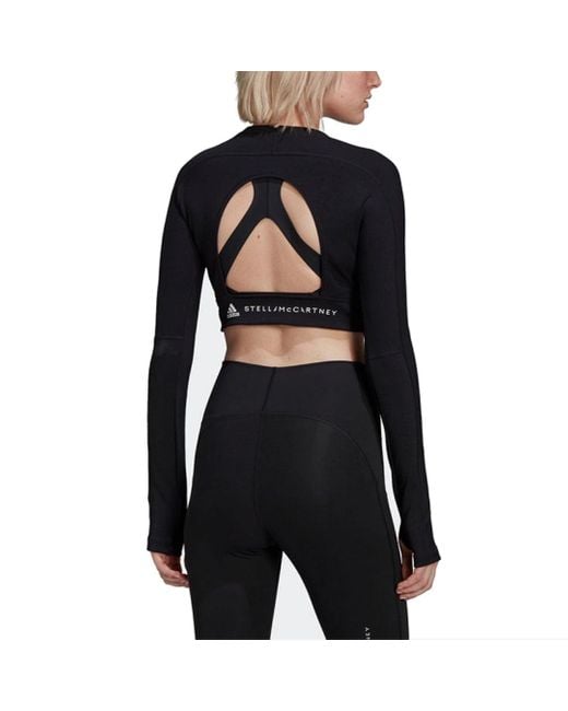 Adidas Black (Wmns) By Stella Mccartney Truestrength Cropped Long Sleeve T-Shirt