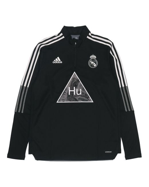 Adidas Black X Crossover Real Madrid Soccer/Football Half Zipper Pullover Stand Collar for men