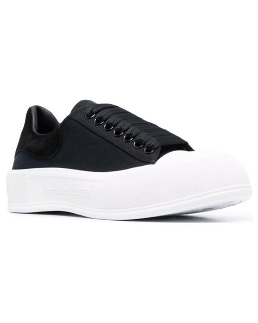McQueen Black Deck Skate Plimsoll Lace Up Sole' for men