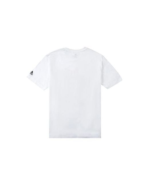Adidas White Rose Logo Cartoon Ross Pattern Printing Casual Round Neck Short Sleeve T-Shirt for men