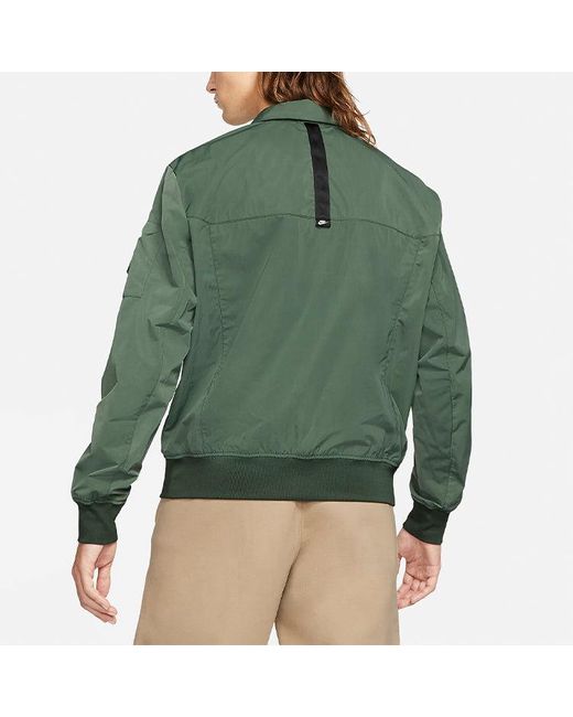 Nike Green Sportswear Woven Lapel Solid Color Sports Jacket for men