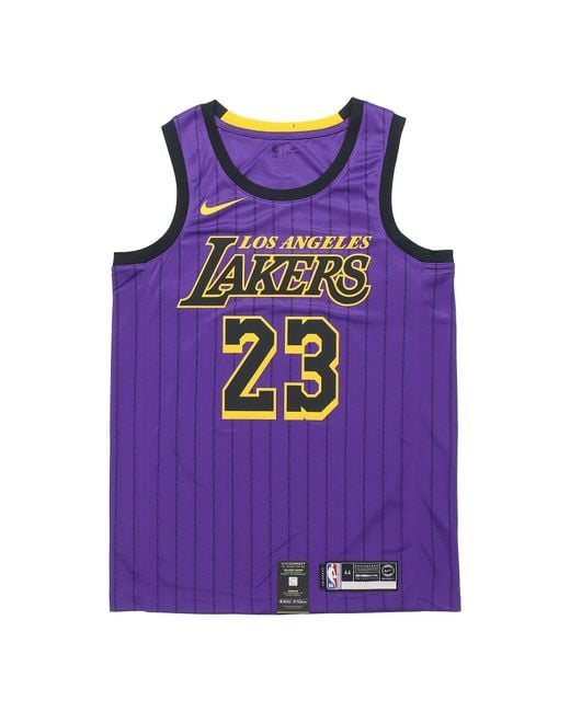 Nike Purple Nba Lebron James City Version Jersey Sw Fan Edition Lakers 23 for men