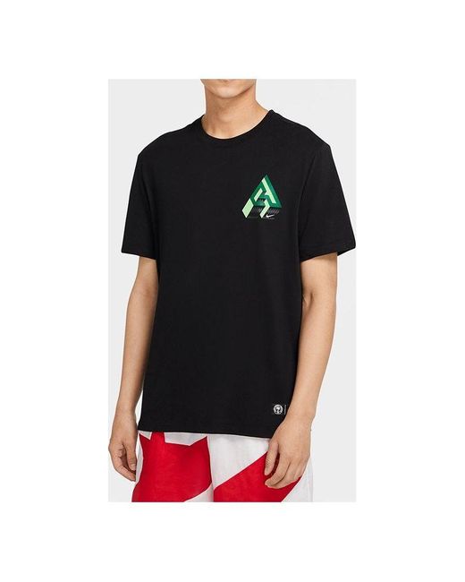 Nike Black Dri-Fit Giannis Logo Basketball Short Sleeve T-Shirt for men