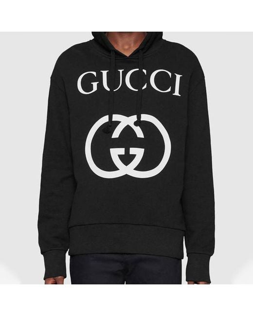 Gucci Black Hoodies Interlocking G for men