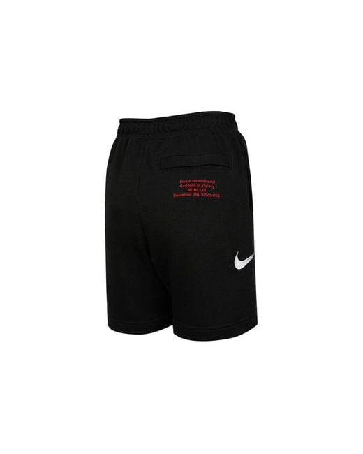 Nike Black Swoosh French Terry Short Alphabet Printing Casual Sports Shorts for men