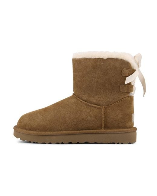 Ugg Brown (Wmns) Mini Continuity Bow Fleece Lined