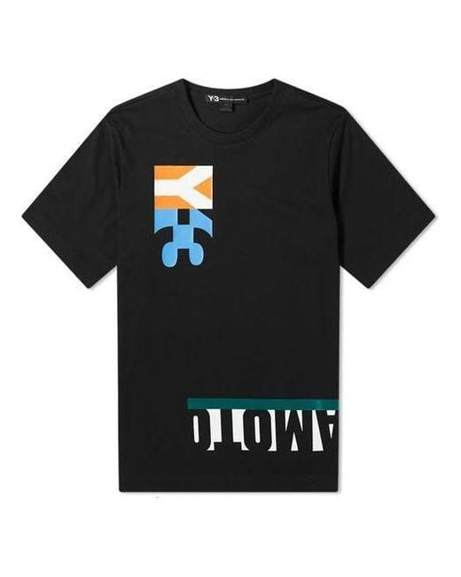 Adidas Black Y-3 Multi Block Graphic Printing Tee