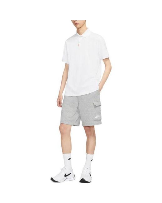 Nike White Solid Color Logo Embroidered Half-Fastening Pullover Short Sleeve Polo Shirt for men