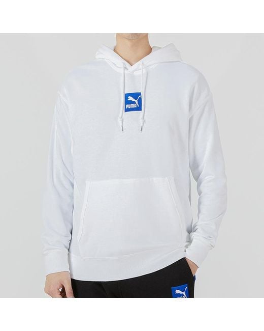PUMA White Emb Logo Hoodie for men