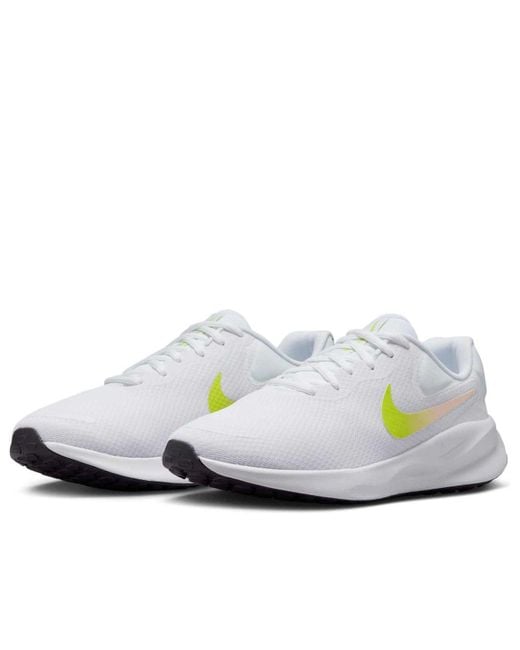 Nike White (Wmns) Revolution 7 Wide Cyber Crimson Tint'