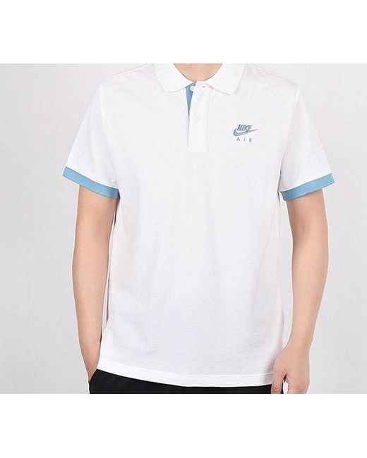 Nike White Colorblock Lapel Short Sleeve Polo Shirt for men