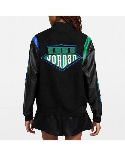 Nike Black (Wmns) X Aleali May Stand-Up Collar Baseball Jacket