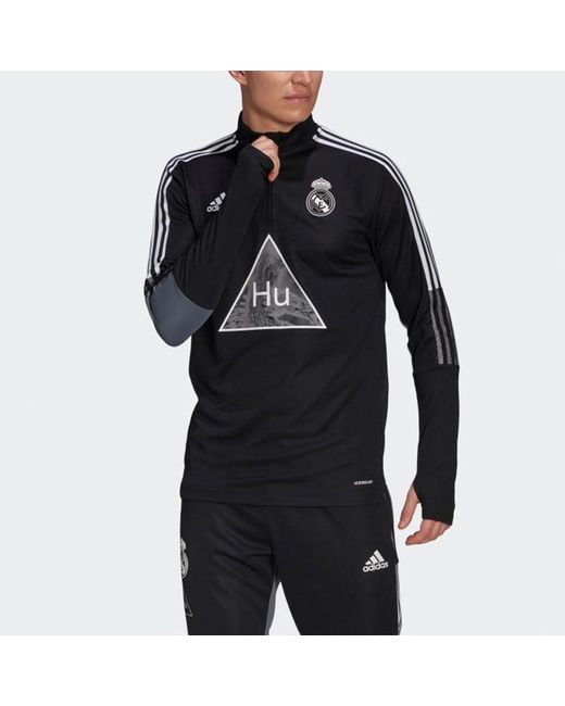 Adidas Black X Crossover Real Madrid Soccer/Football Half Zipper Pullover Stand Collar for men