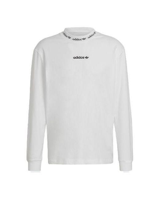 Adidas White Originals Solid Color Collar Long Sleeves for men