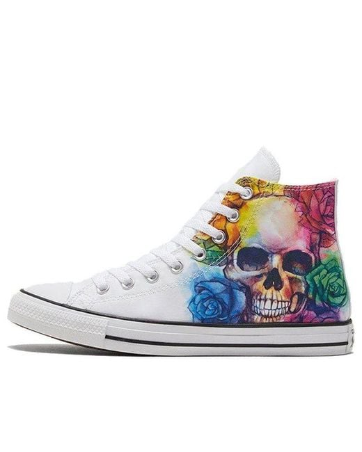 Converse Blue Chuck Taylor All Star High Top Skull And Roses for men