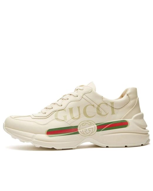 Gucci White Rhython Leather Sneaker 'Logo' for men