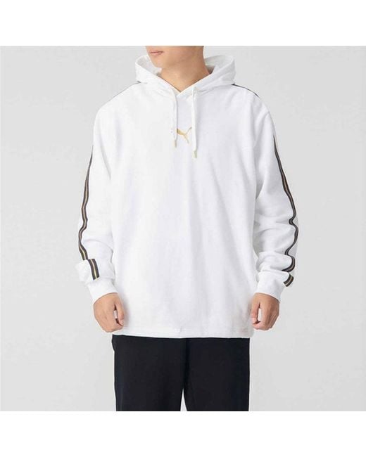 PUMA Gray Bronzing Printing Fleece Lined Stay Warm Hooded Knit for men