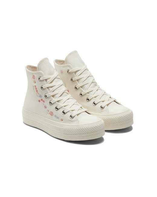 Converse White (Wmns) Chuck Taylor All Star Lift Platform 'Embroidered Floral