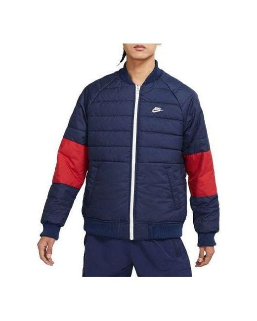 Nike Red Sportswear Therma-Fit Legacy Reversible Bomber Jacket for men