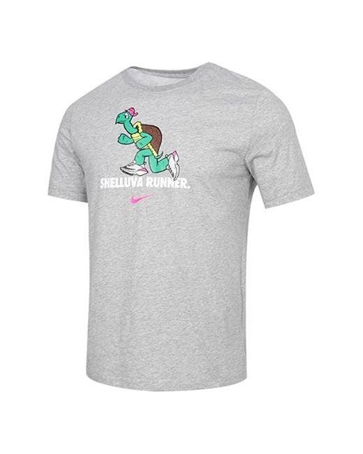 Nike Gray Dri-Fit Tortoise Breathable Perspiration Print Running Short Sleeve For for men