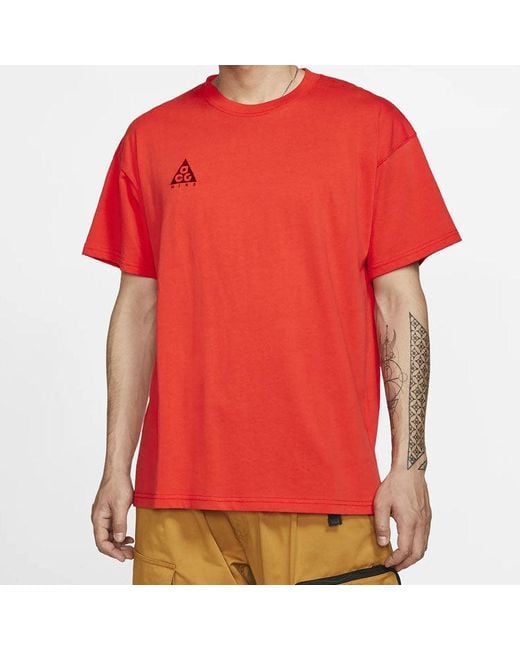 Nike Red Acg Small Logo Casual Short Sleeve for men