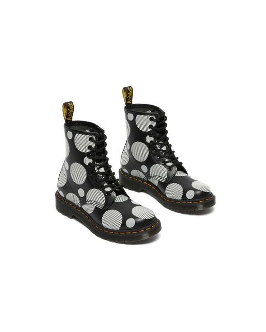 Dr. Martens Black (Wmns) Dr.Martens 1460 Polka Dot Smooth Leather Lace Up Boots