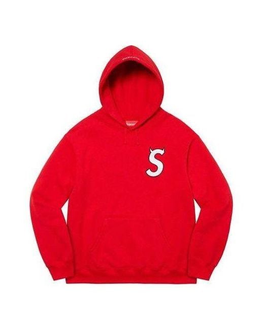 Supreme Red S Logo Hooded Sweatshirt for men