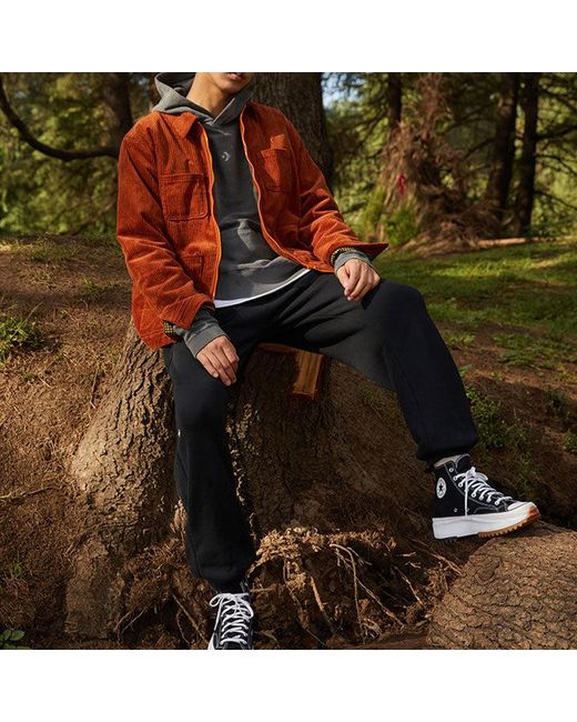 Converse Brown Retro Solid Color Corduroy Jacket for men