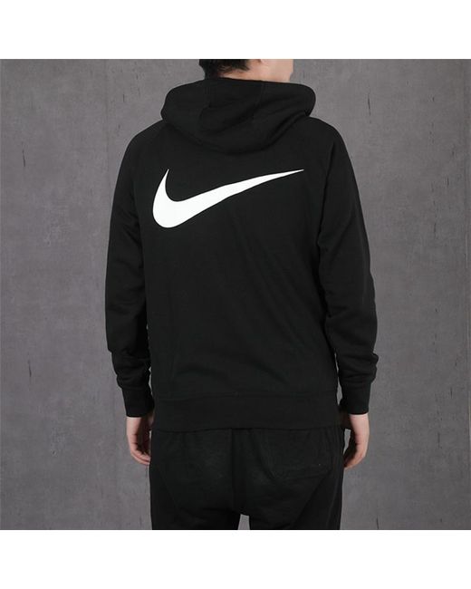Nike Black As Sportswear Swoosh Hoodie Fz Ft for men