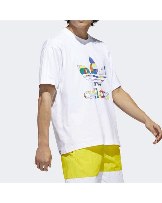 Adidas White Originals Flag Lag Fill Tee Sports Short Sleeve for men
