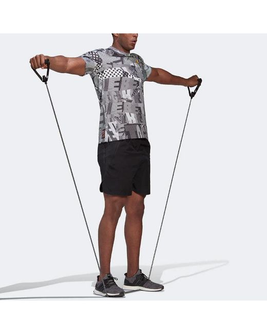 Adidas Gray Splicing Color Block Full Print Sports Gym Short Sleeve T-Shirt for men