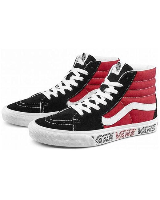 Vans Red Sk8-Hi Sidewall Logo Racing Suede Skate Shoes Racing' for men