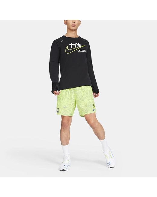 Nike Black Sphere Element Sports Running Printing Pattern Round Neck Long Sleeves for men