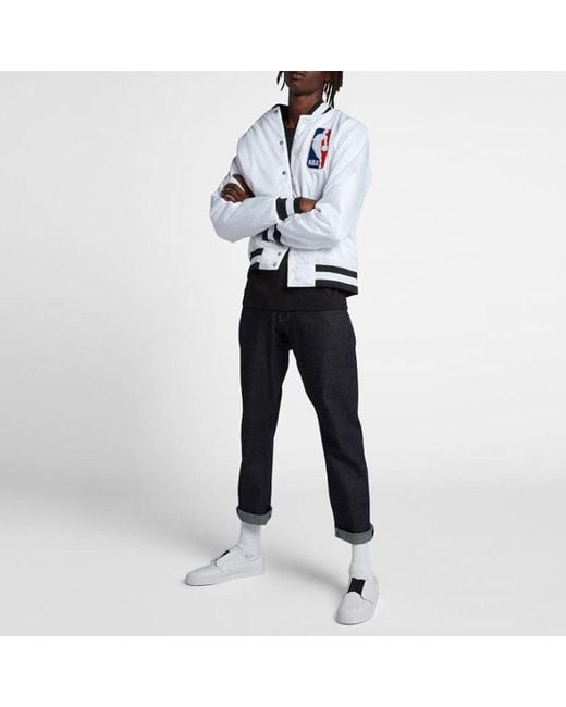 Nike White Sb X Nba Bomber Crossover Skateboard Casual Sports Baseball Uniform Jacket for men