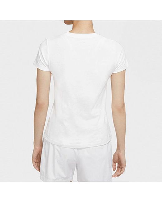 Nike White (Wmns) Sportswear Round Neck Casual Short Sleeve