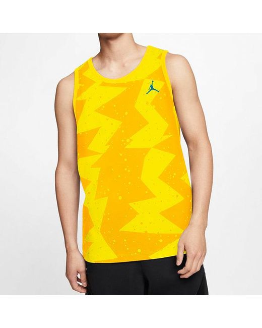 Nike Yellow Printed Poolside Printing Basketball Sports Vest for men