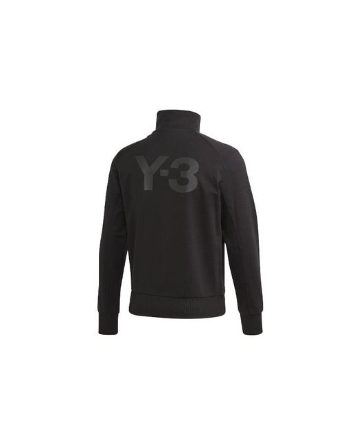 Adidas Black Y-3 Printing Logo Stand Collar Zipper Long Sleeves Jacket for men