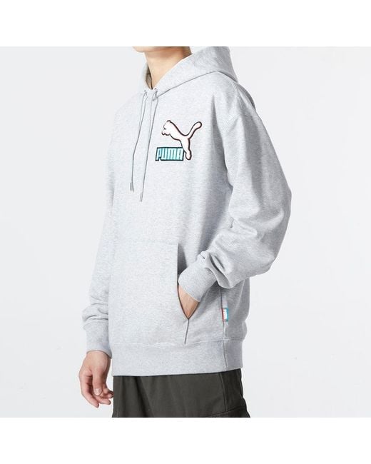 PUMA Blue Colorblock Fandom Logo Hoodie for men
