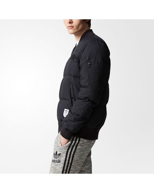 Adidas Blue Originals Seoul Flight Do Solid Color Stay Warm Baseball Collar Down Jacket for men
