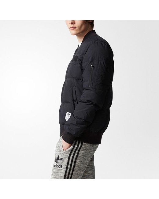 Adidas Blue Originals Seoul Flight Do Solid Color Stay Warm Baseball Collar Down Jacket for men