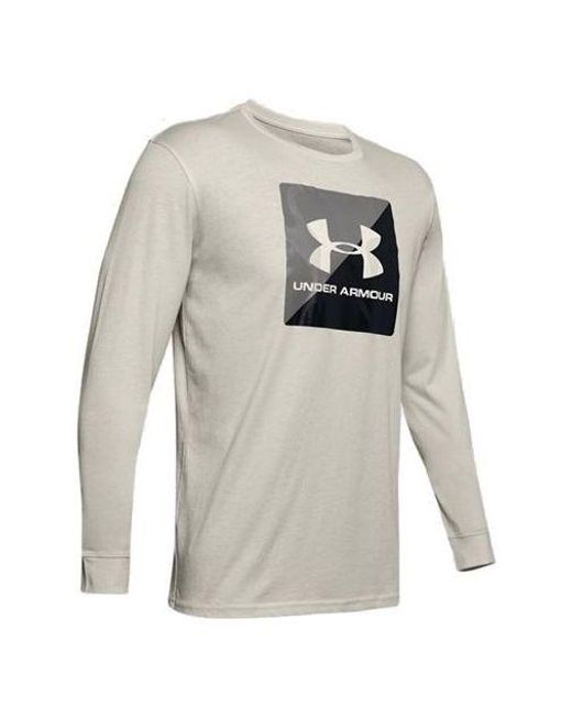 Under Armour Gray Half Logo Training Sports Long Sleeves T-Shirt for men