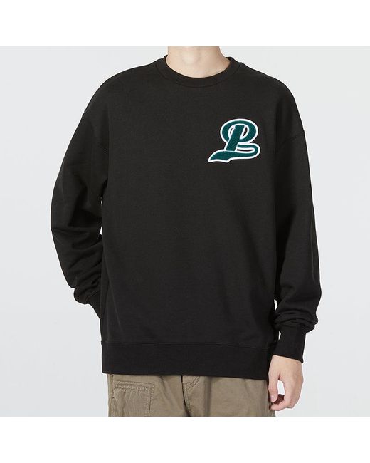 PUMA Black Team Crew Logo Sweatshirt for men