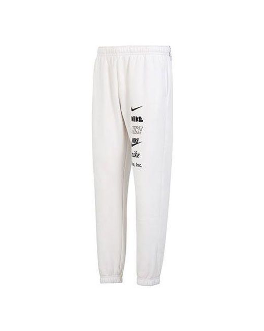 Nike White Club Fleece Multi Logo Pants for men