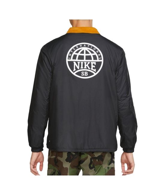 Nike Black Sb Logo Printing Fleece Lined Stay Warm Corduroy Colorblock Skateboard Jacket for men