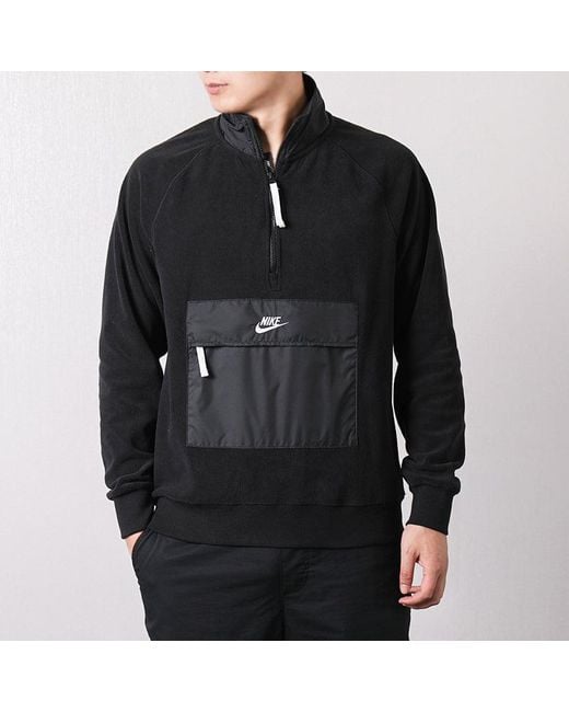 Nike Black Half Zipper Stand Collar Sports Pullover for men