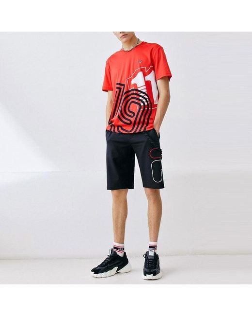 Fila Blue Alphabet Logo Knit Casual Sports Shorts for men